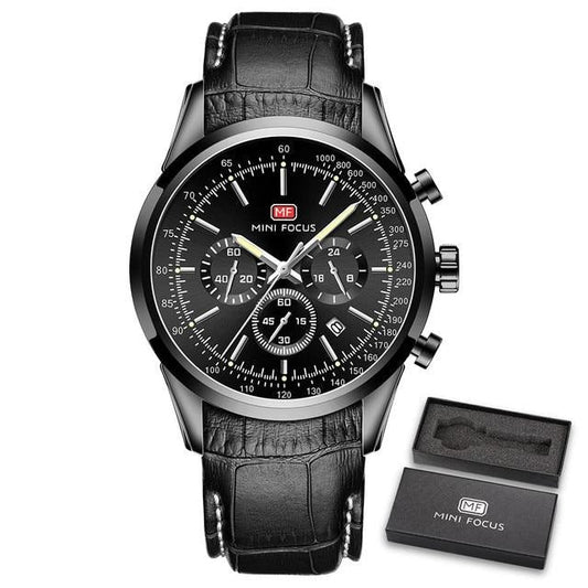 Watch For Men Quartz Military Watches Mens Auto Date Display Chronograph Casual Business Leather Strap-1