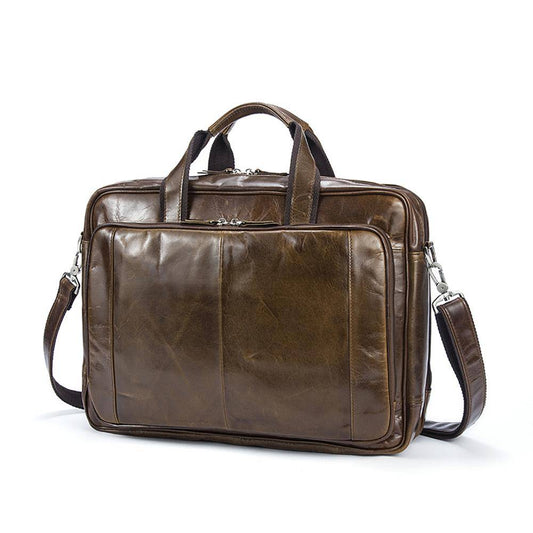 Vintage Solid Color Multi-Functional Men’s Business Leather Cross Bag ,Large Volume Casual Handbags-1